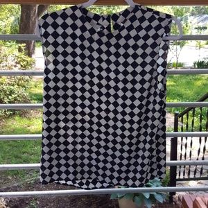 Breezy vintage jacquard checker print shell tank